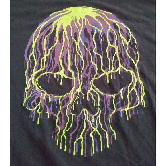 VTG Melted Drip Skull Shirt Skeleton Green Purple Lime Mens 2XL Graphic T Shirt - Picture 1 of 9